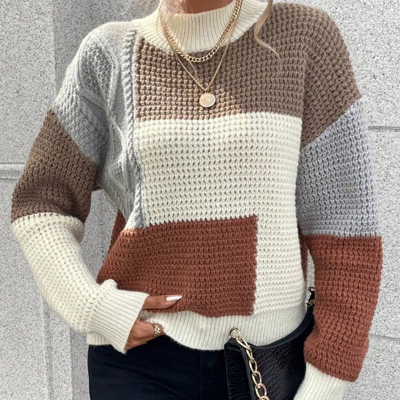 Multicolor Casual Women's Long Sleeve Sweater - Picture 3 of 6